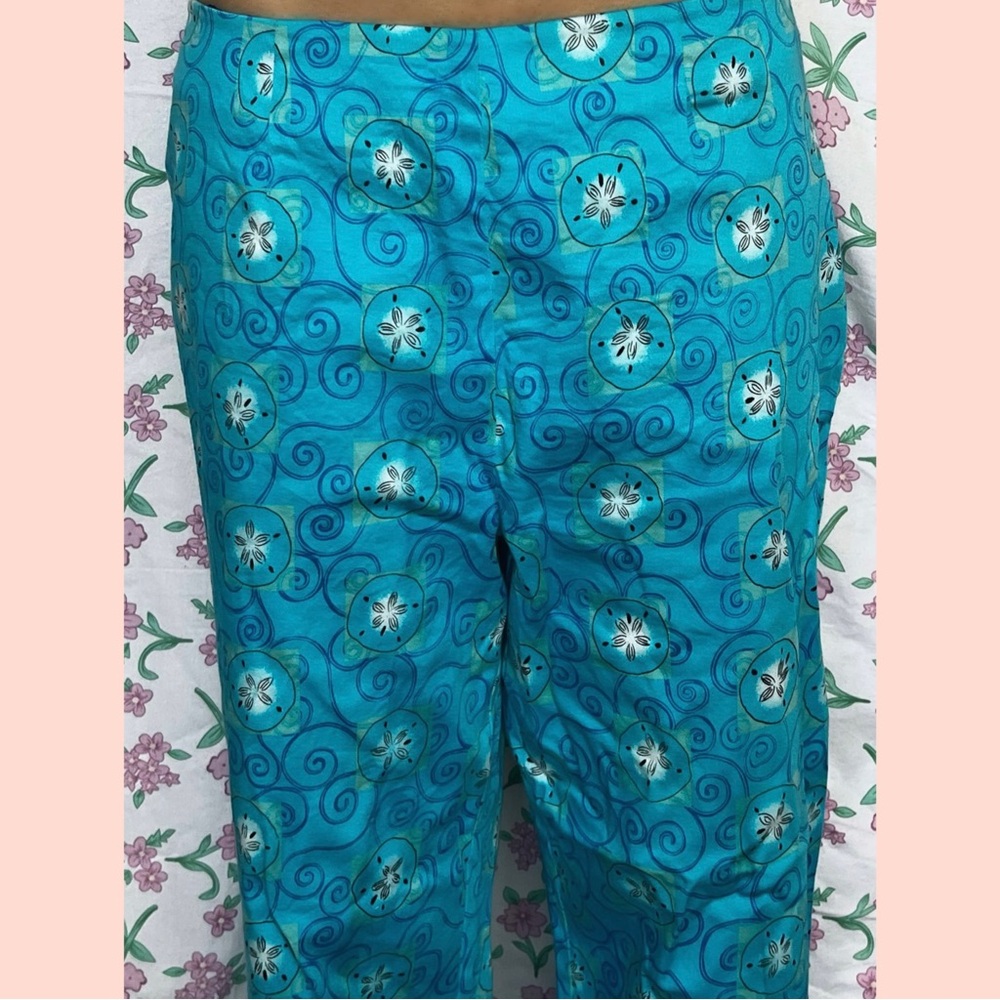 Vibrant Blue Sand Dollar Patterned Pants